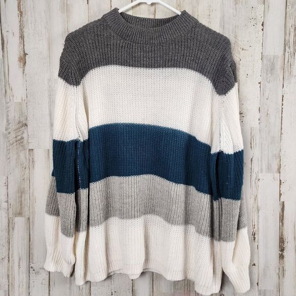 Amaryllis Striped Mock Neck Sweater Size S/M - Picture 1 of 9